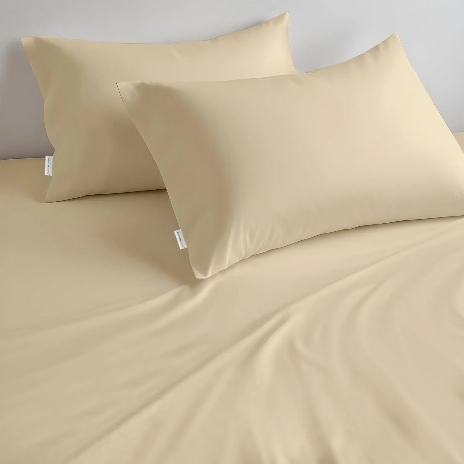 100% Egyptian Cotton 3PC Fitted Sheet 180X200 30CM Cotton Home Sateen Beige
