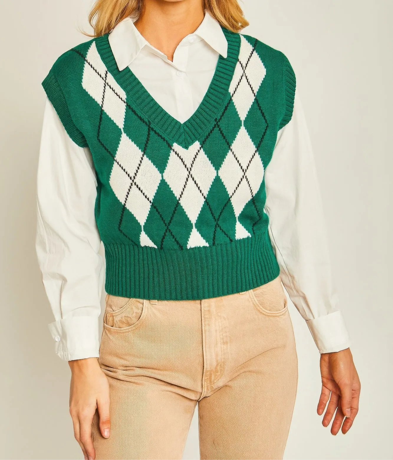 Argyle Print Sweater Vest