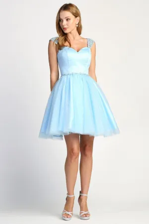 Baby Blue Tulle Party Short Dress