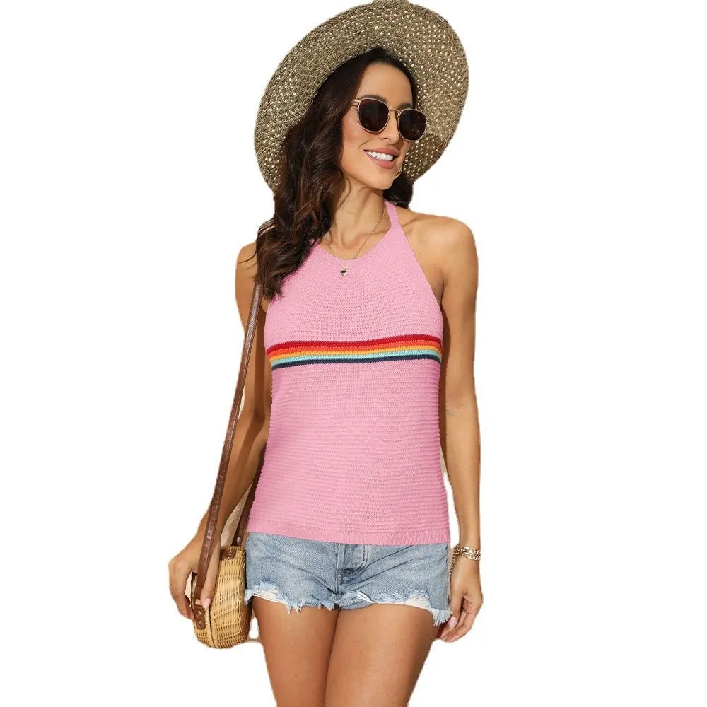 Backless Knitted Lace-up Vest