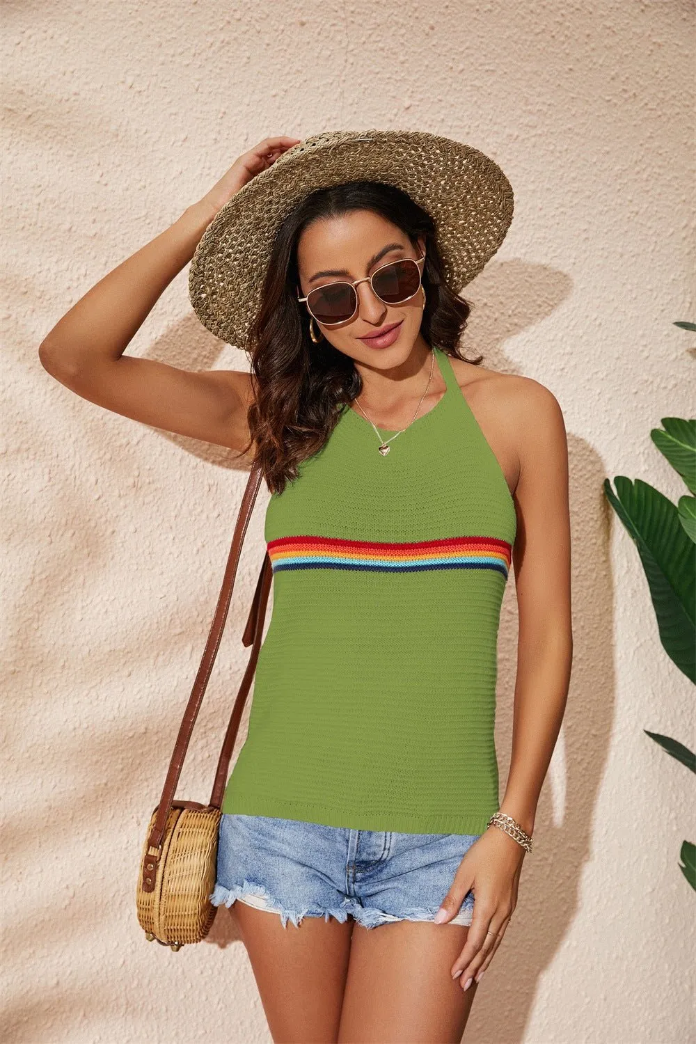 Backless Knitted Lace-up Vest