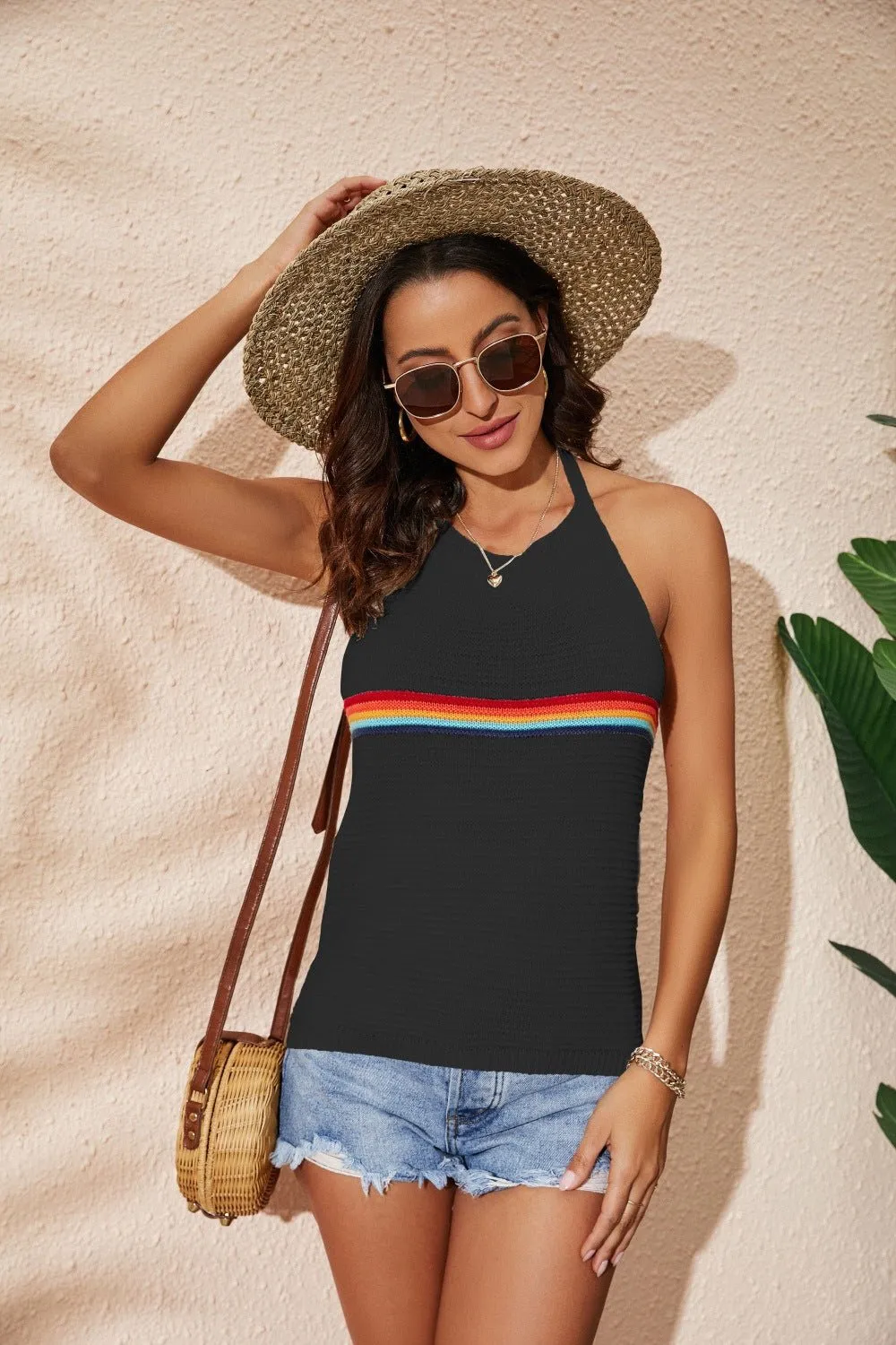 Backless Knitted Lace-up Vest