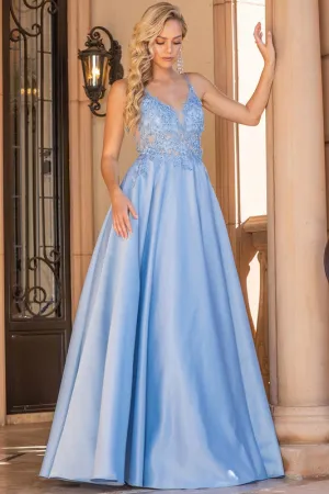 Bahama Blue Lace Top A Line Contrast Dress