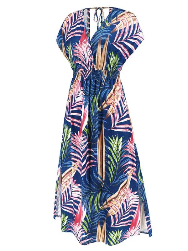 Batgirl-Themed Backless V-Neck Maxi Dress with Batwing Sleeves