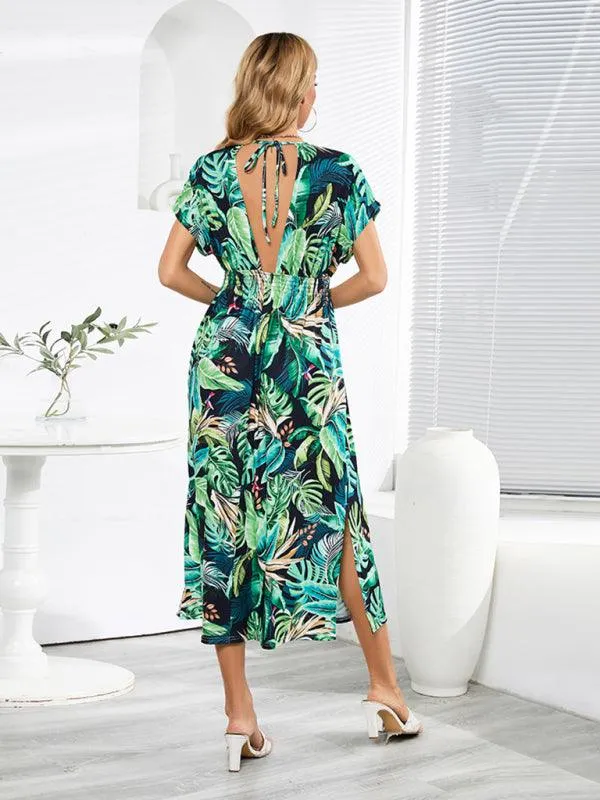Batgirl-Themed Backless V-Neck Maxi Dress with Batwing Sleeves