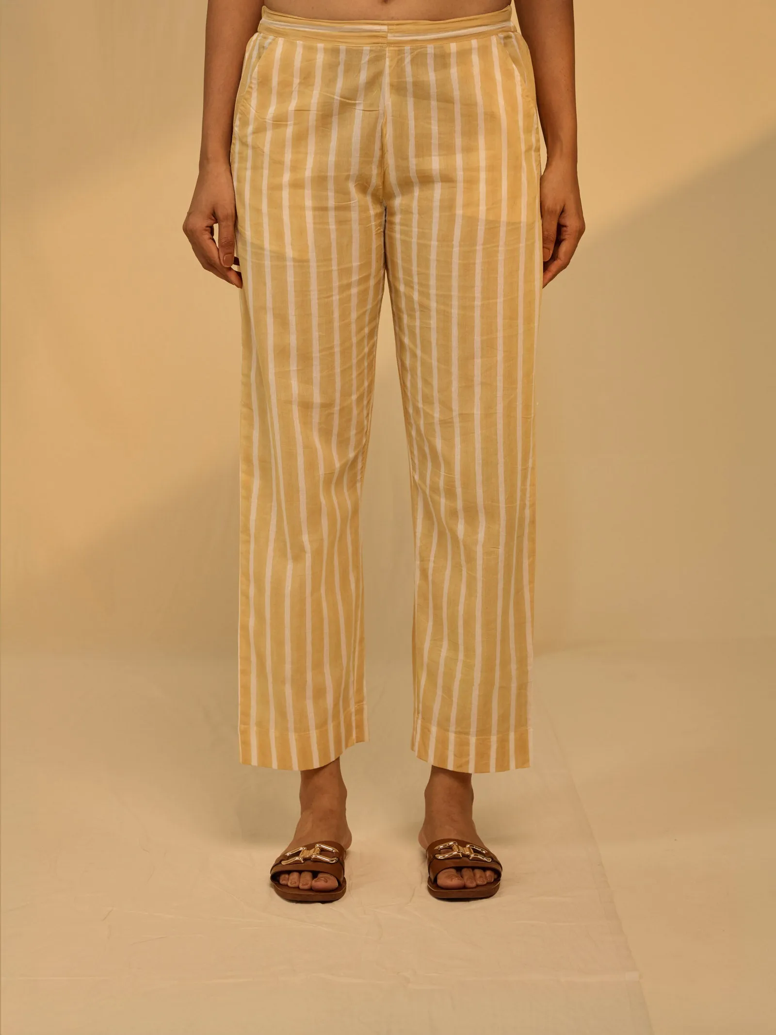 Blazing Yellow Voile Straight Pant