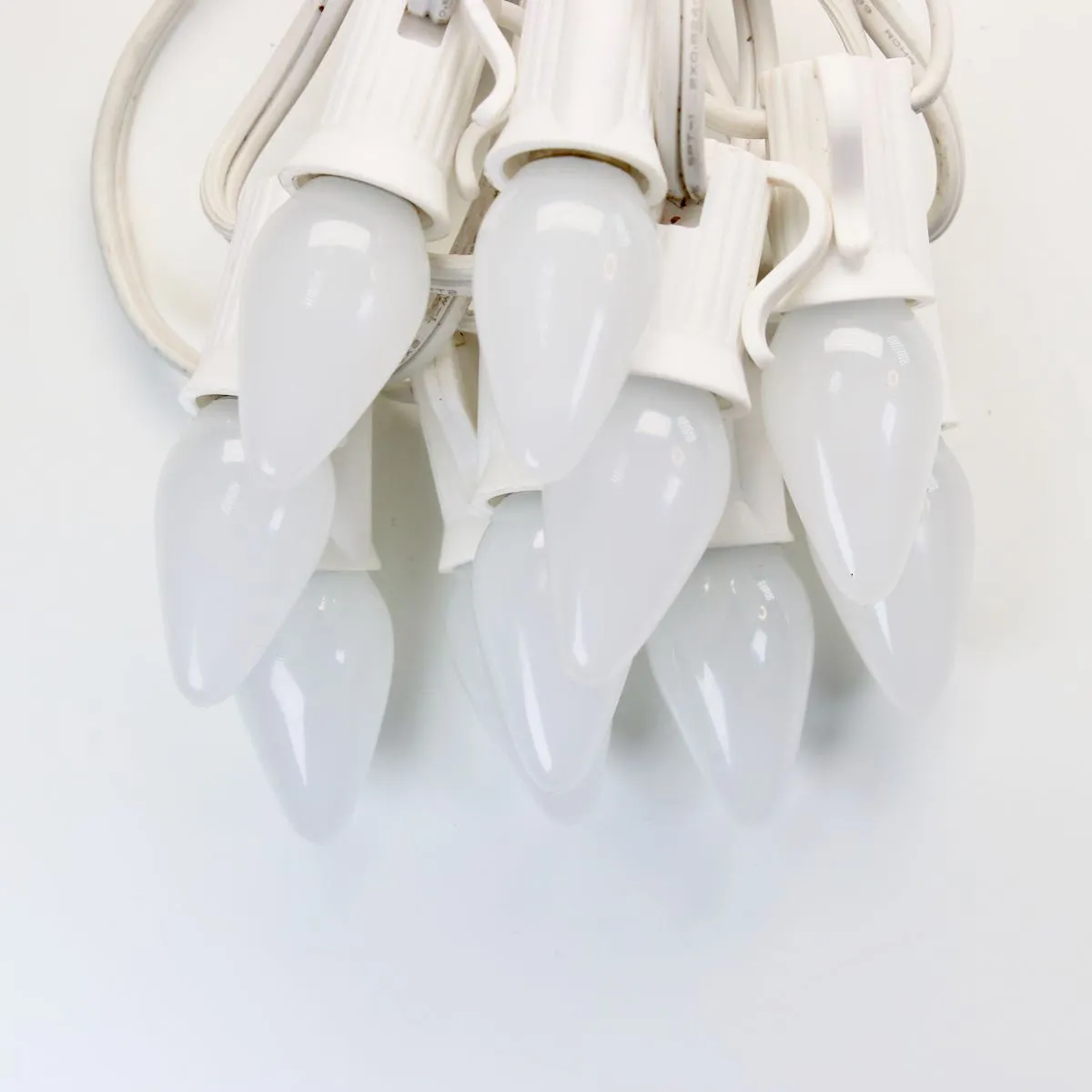 C7 Pure (Cool) White Smooth Opaque LED Bulbs E12 Bases (SMD) (25 Pack)