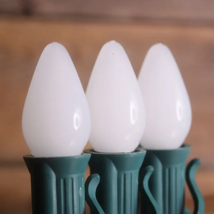 C7 Pure (Cool) White Smooth Opaque LED Bulbs E12 Bases (SMD) (25 Pack)