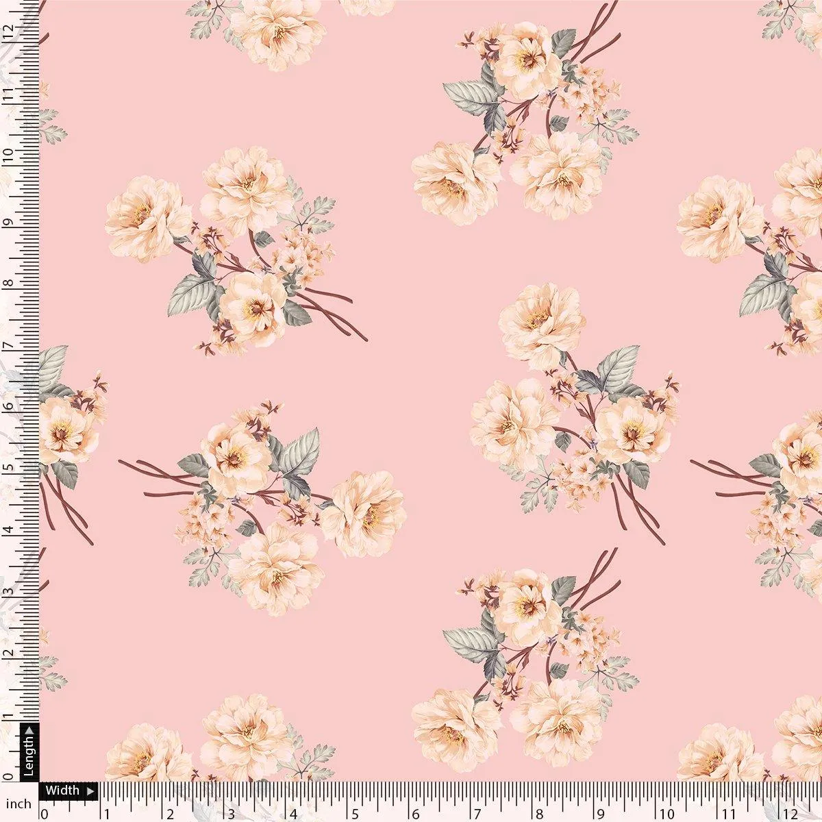 Camellia With Watusi Colour Digital Printed Fabric - Weightless