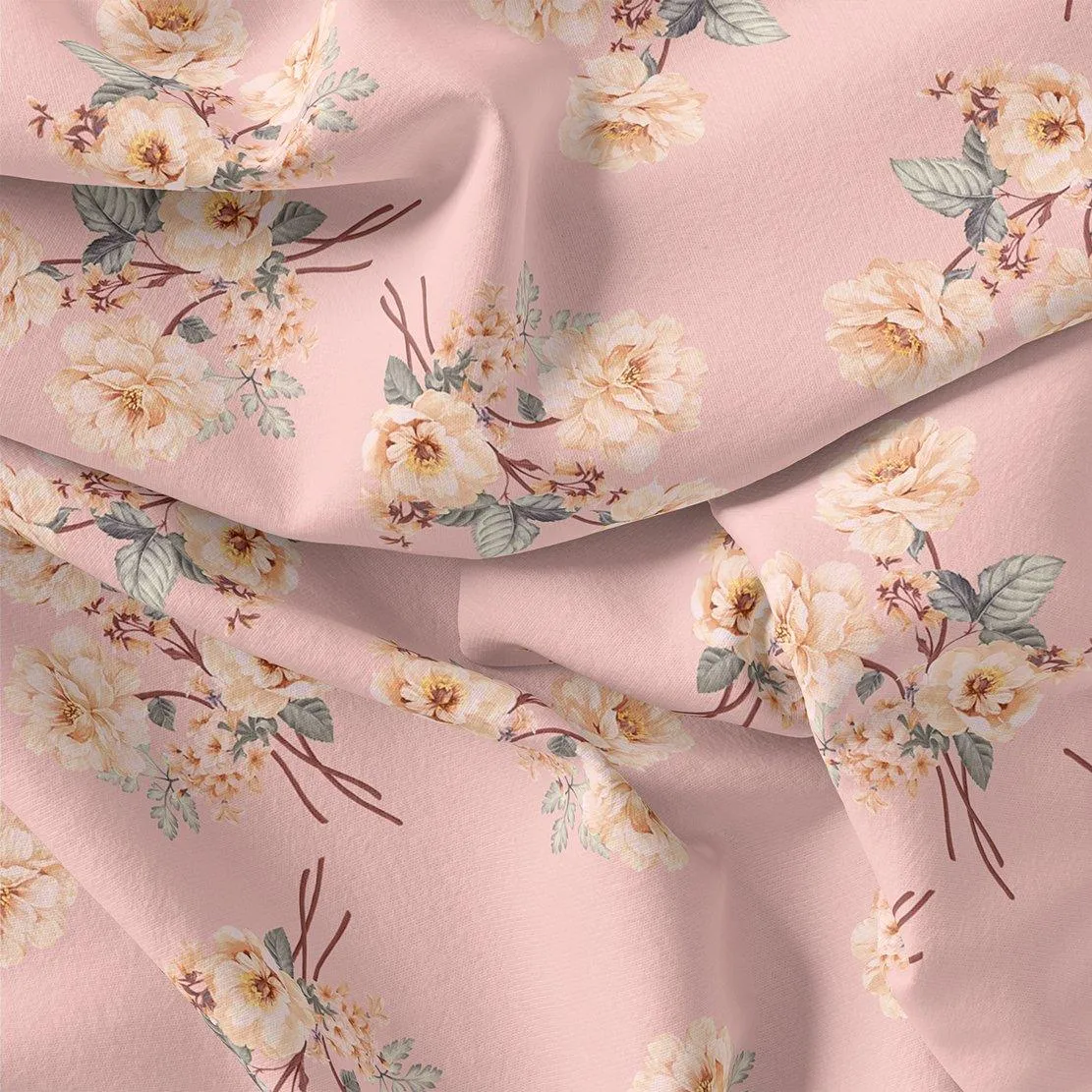 Camellia With Watusi Colour Digital Printed Fabric - Weightless