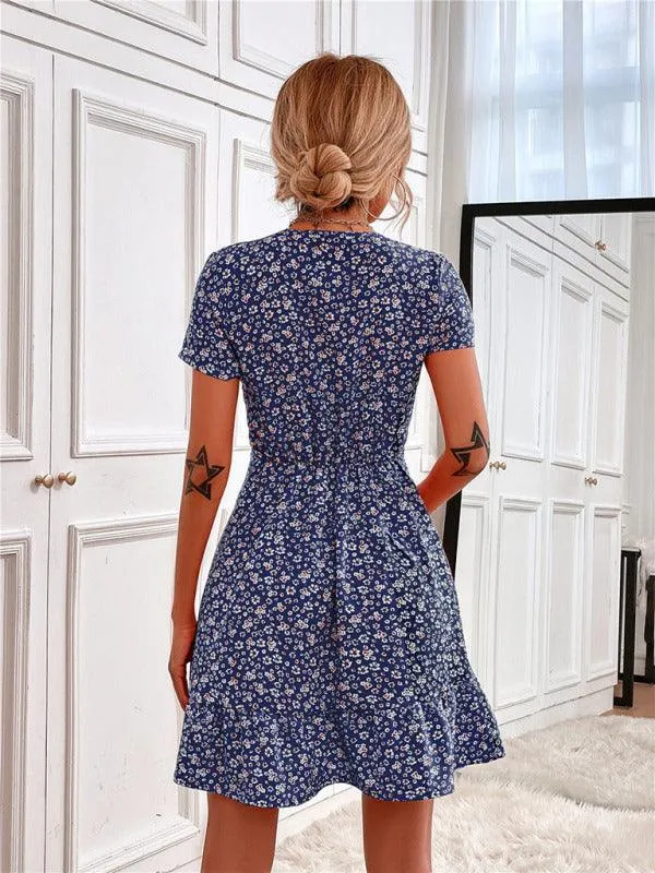 Charming V-Neck Printed Swing Dress for Women