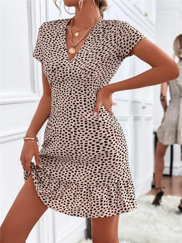 Charming V-Neck Printed Swing Dress for Women