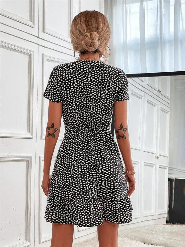 Charming V-Neck Printed Swing Dress for Women