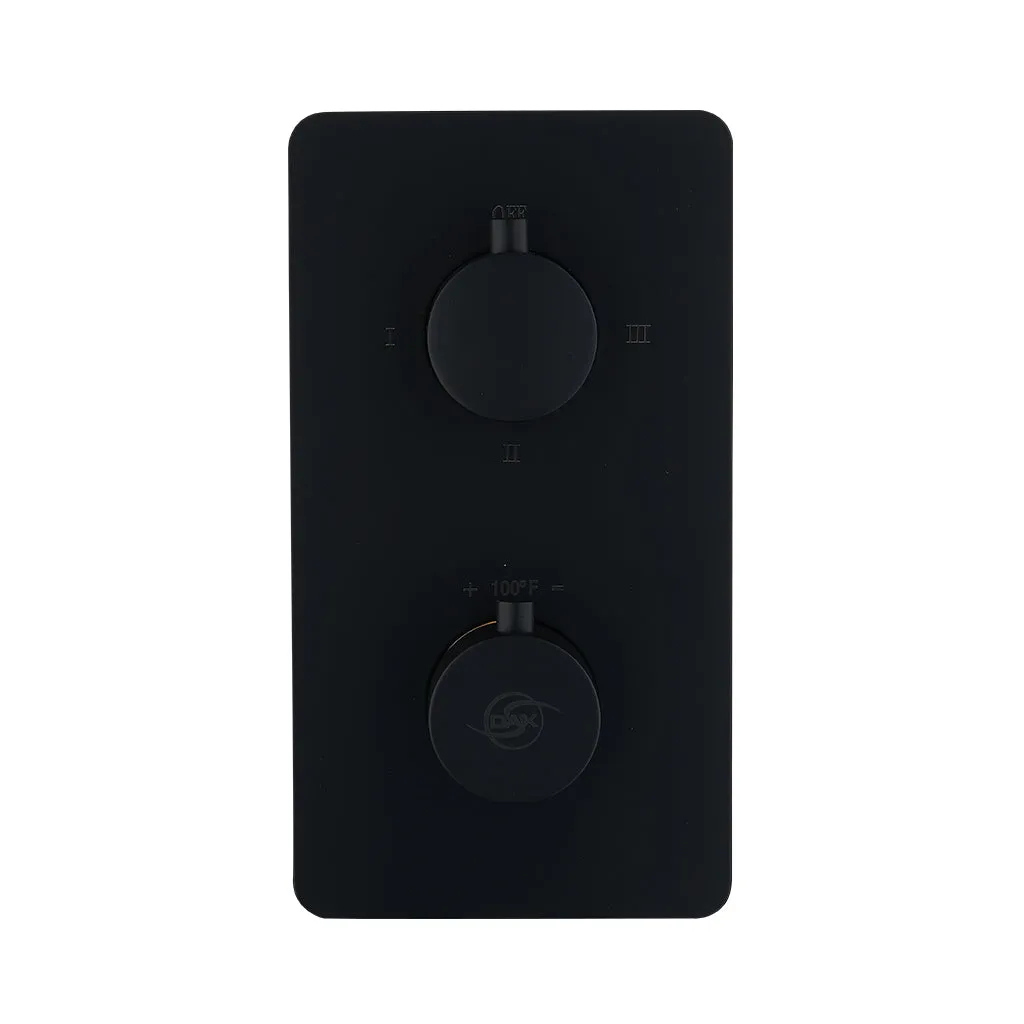 DAX Round Concealed Valve. thermostatic Mixer with 2/3 Function Diverter. Matte Black Finish (DAX-1054-RD-BL)