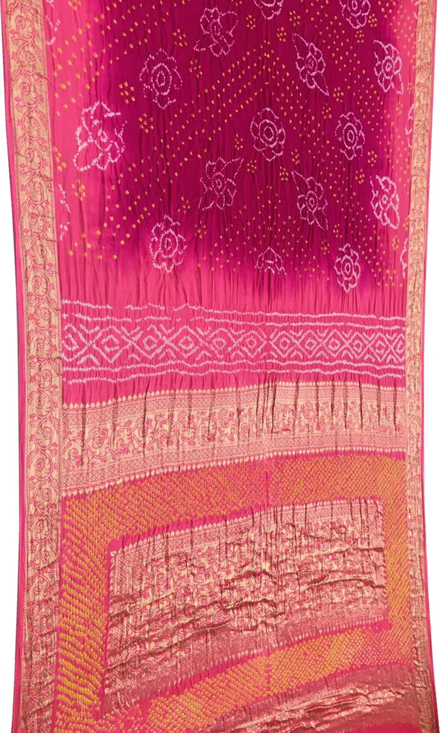 Elegant Pink Banarasi Bandhani Silk Saree