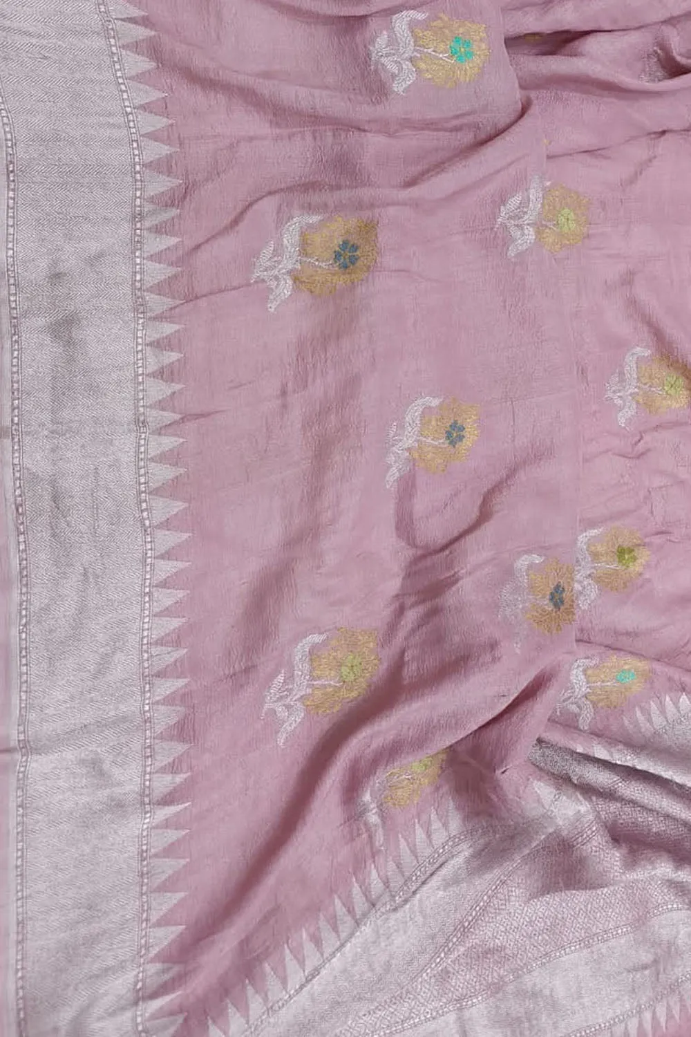 Exquisite Pink Banarasi Tussar Georgette Saree