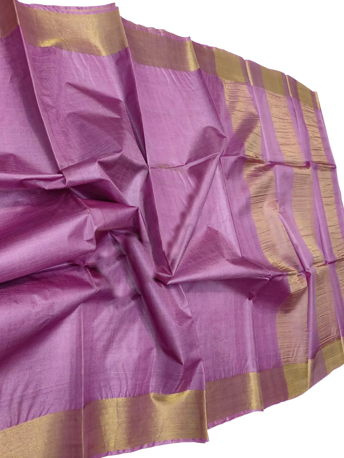Exquisite Pink Bhagalpur Handloom Tussar Silk Saree
