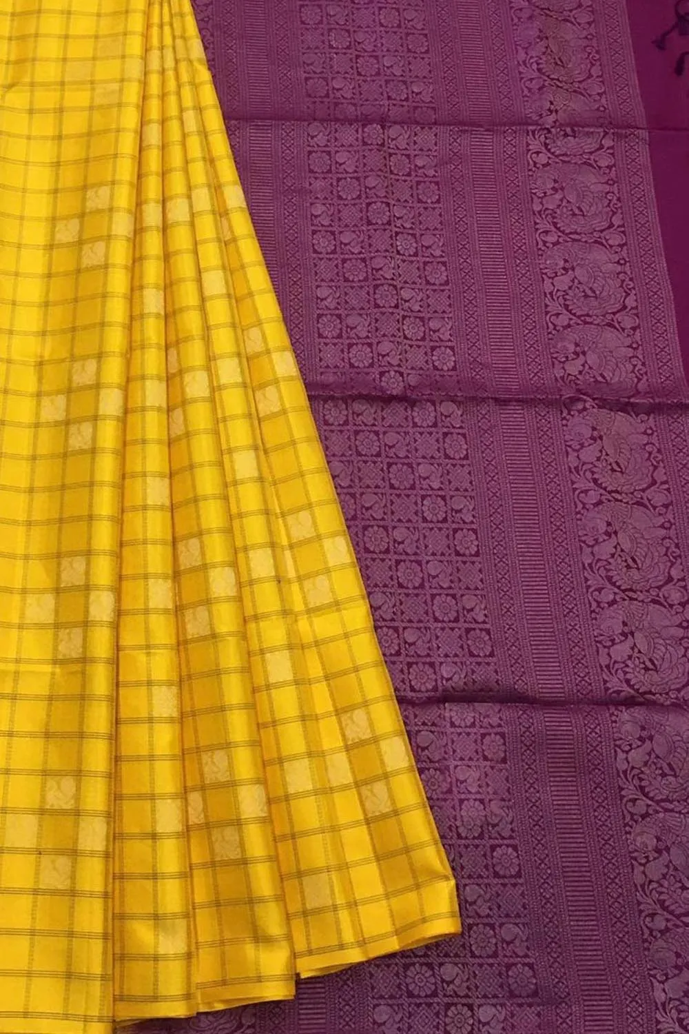 Exquisite Yellow Kanjeevaram Handloom Pure Silk Saree: A Timeless Elegance