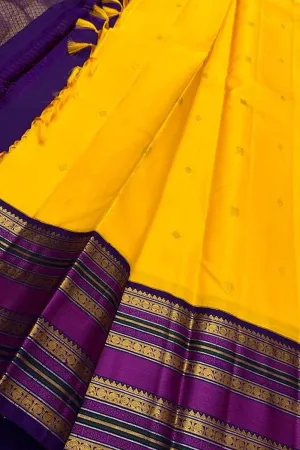 Exquisite Yellow Kanjeevaram Handloom Pure Silk Saree: Timeless Elegance