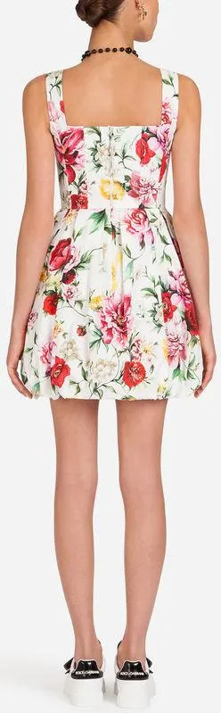 Floral Printed Cotton Mini Dress