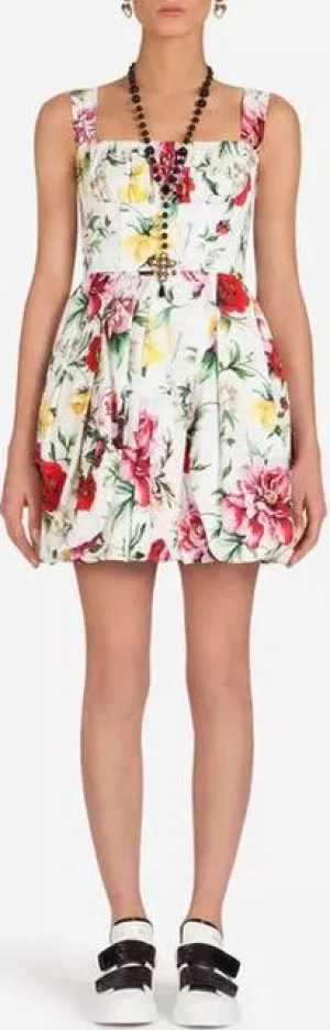 Floral Printed Cotton Mini Dress