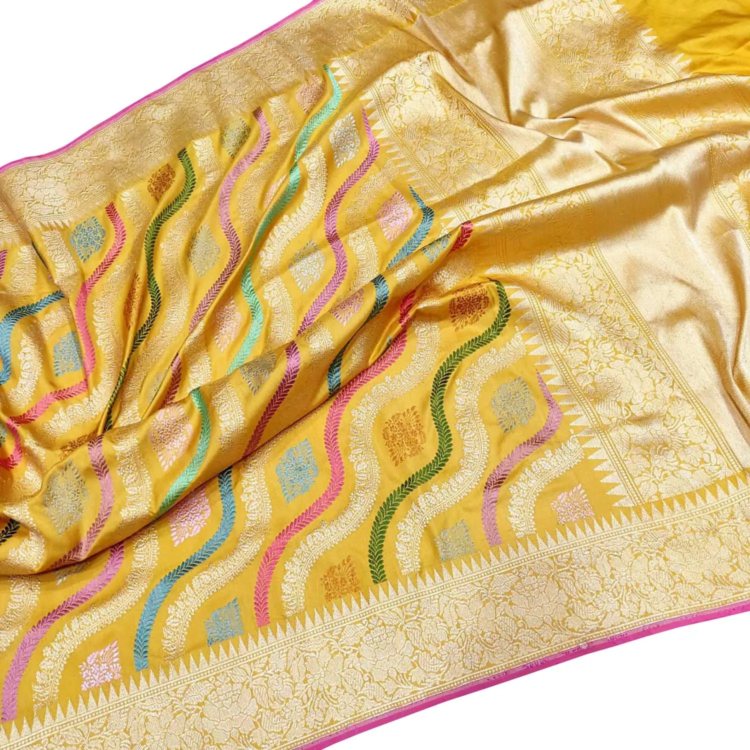 Golden Glow: Banarasi Katan Silk Saree