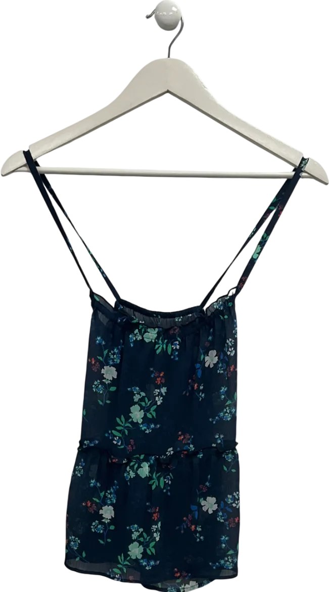 Hollister Blue Floral Print Sheer Vest Top UK XS