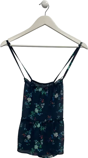 Hollister Blue Floral Print Sheer Vest Top UK XS