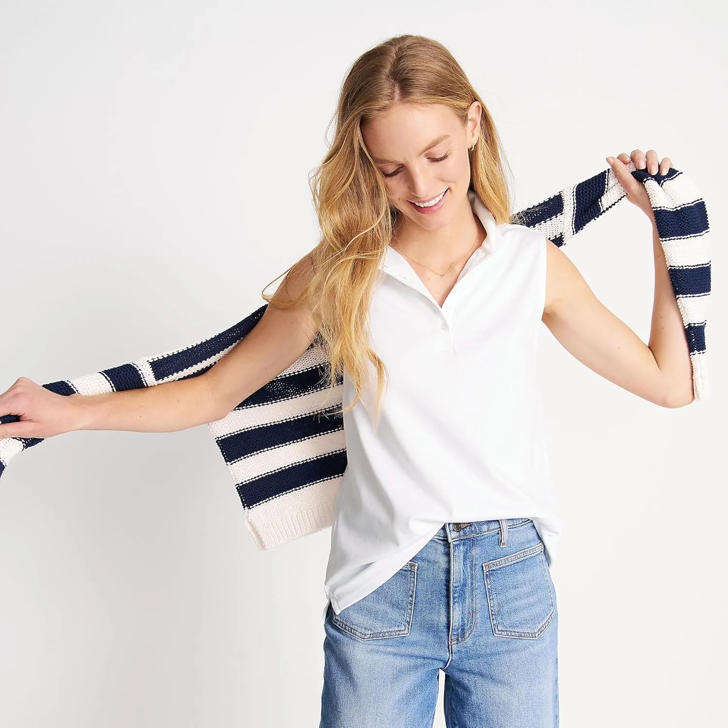 Lands' End Women's American-Grown Supima Cotton Sleeveless Polo