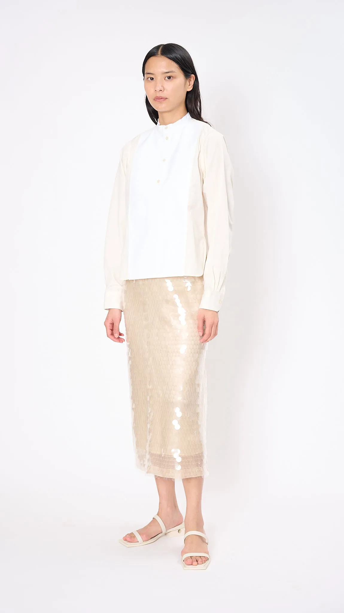 Layered Shirt in White and Cream