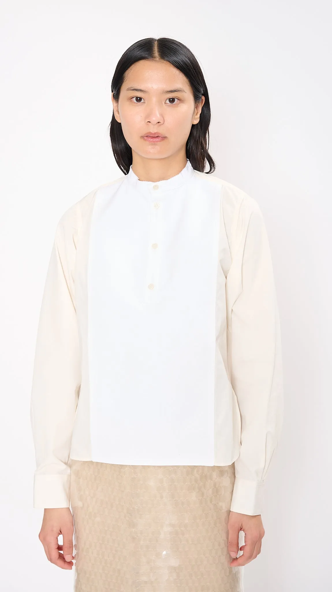 Layered Shirt in White and Cream