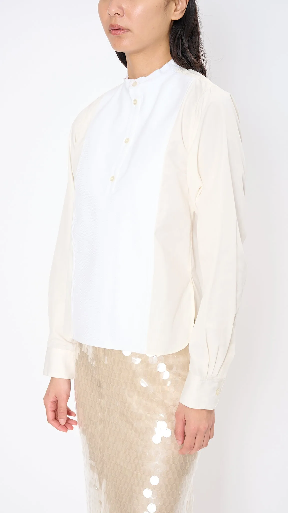 Layered Shirt in White and Cream