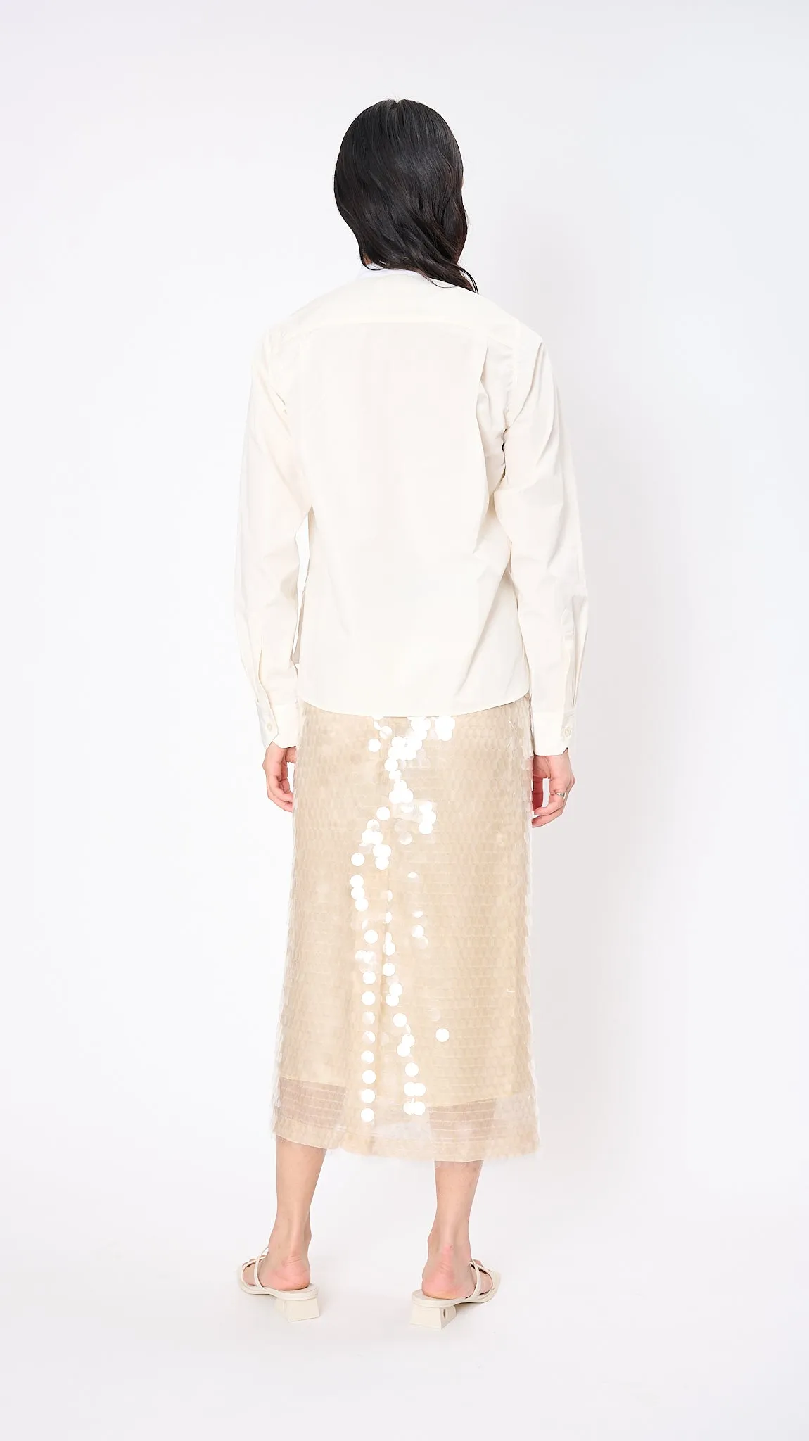 Layered Shirt in White and Cream