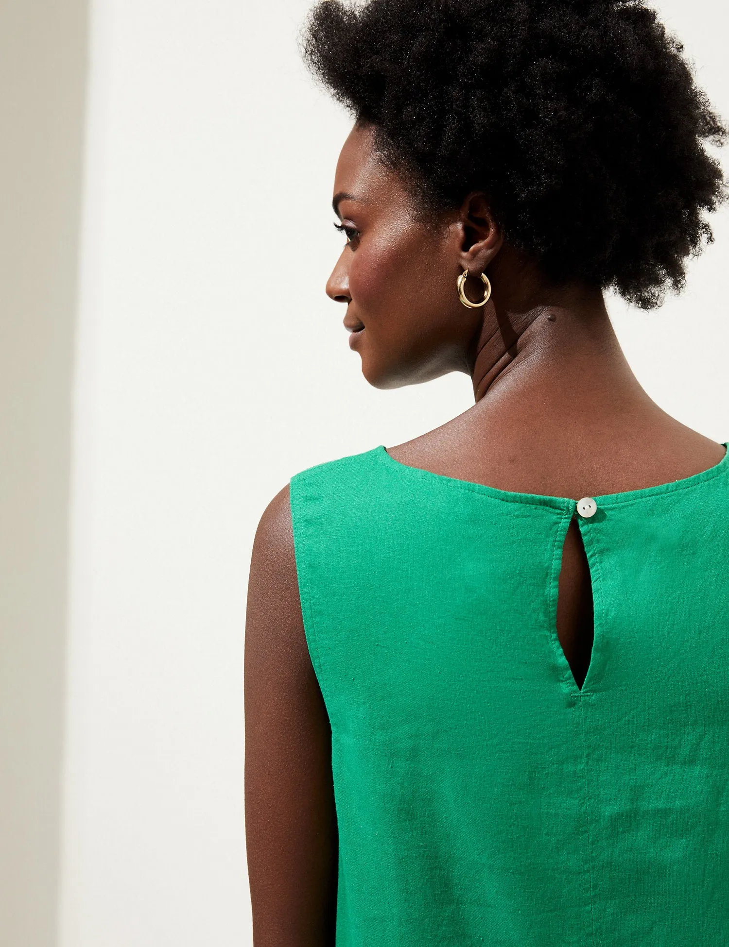 Linen Blend Round Neck Vest Top