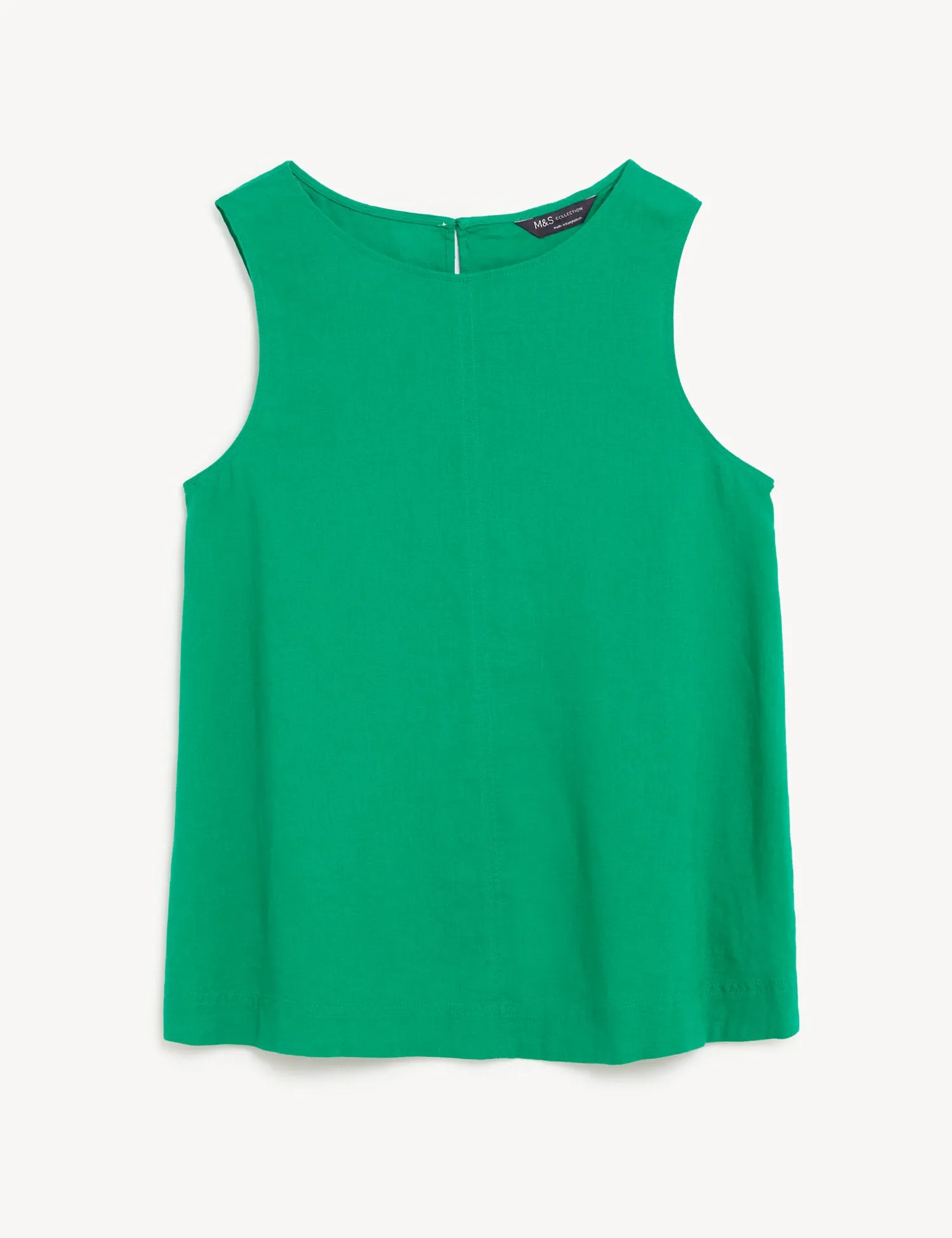 Linen Blend Round Neck Vest Top
