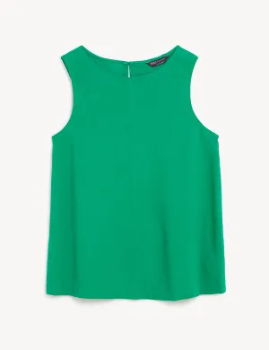 Linen Blend Round Neck Vest Top