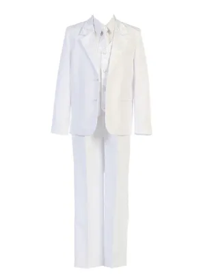 Little Boys White Brocade Jacket Pants Vest Tie Shirt Suit 2T-7