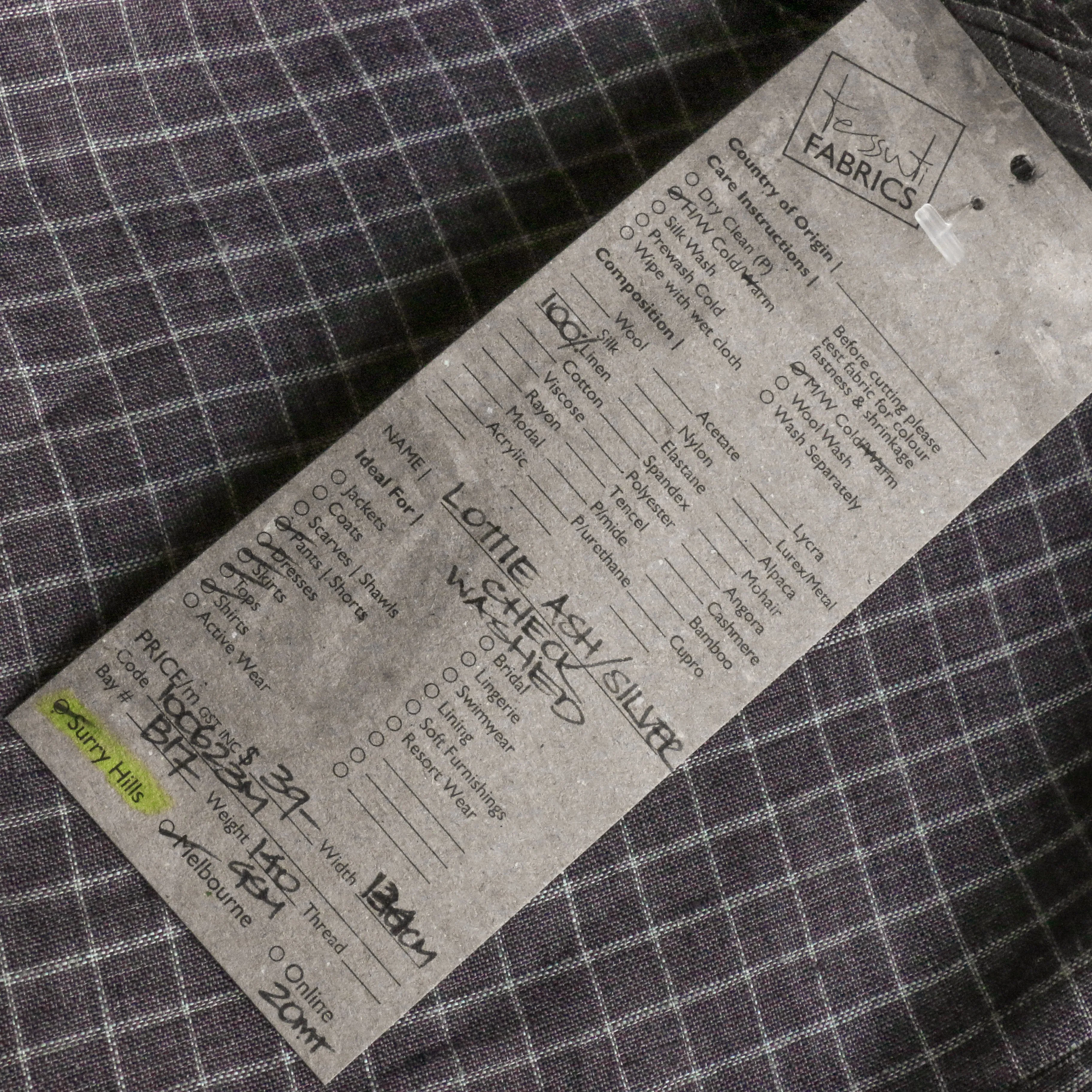 Lottie Ash/Silver Check Washed Linen