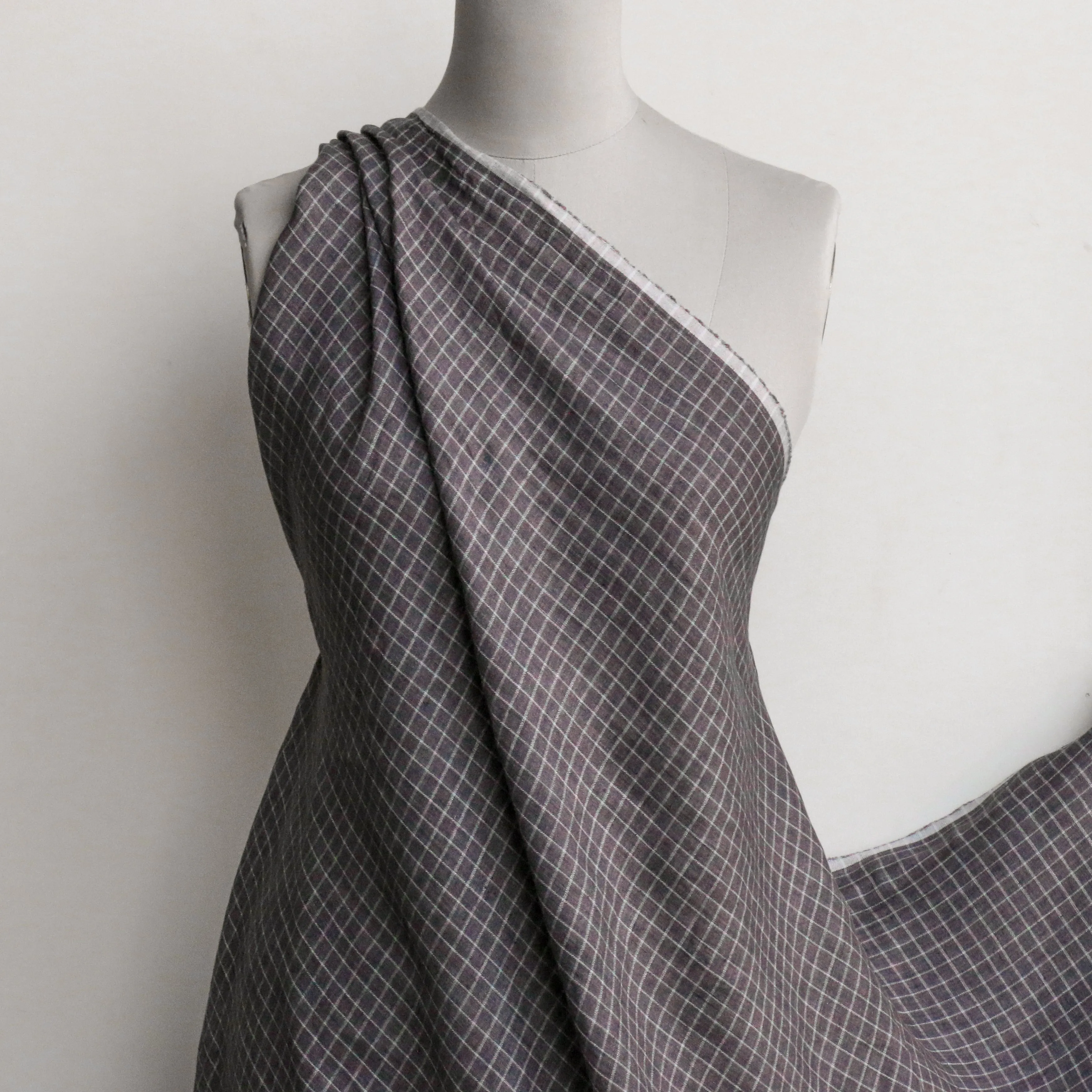 Lottie Ash/Silver Check Washed Linen