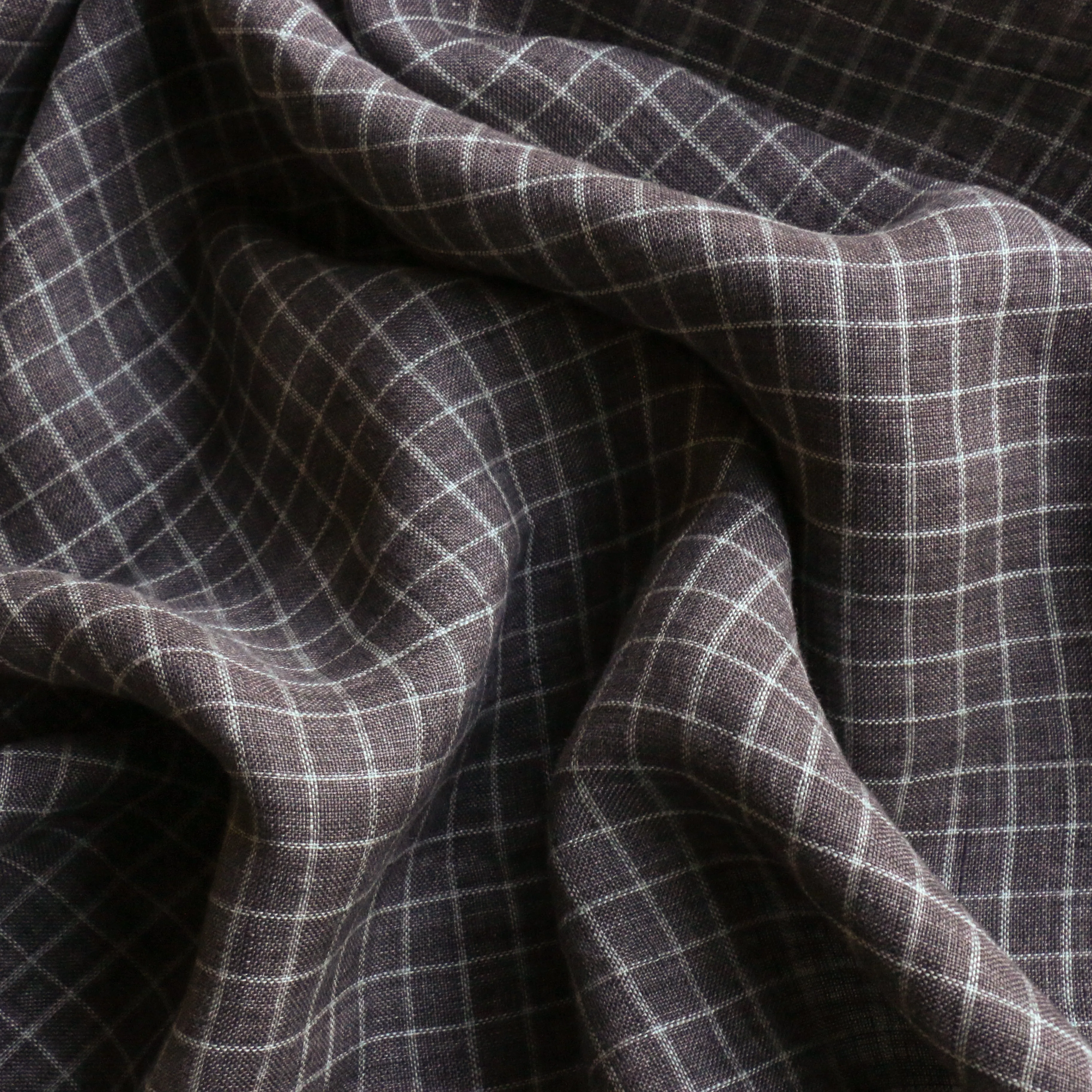 Lottie Ash/Silver Check Washed Linen