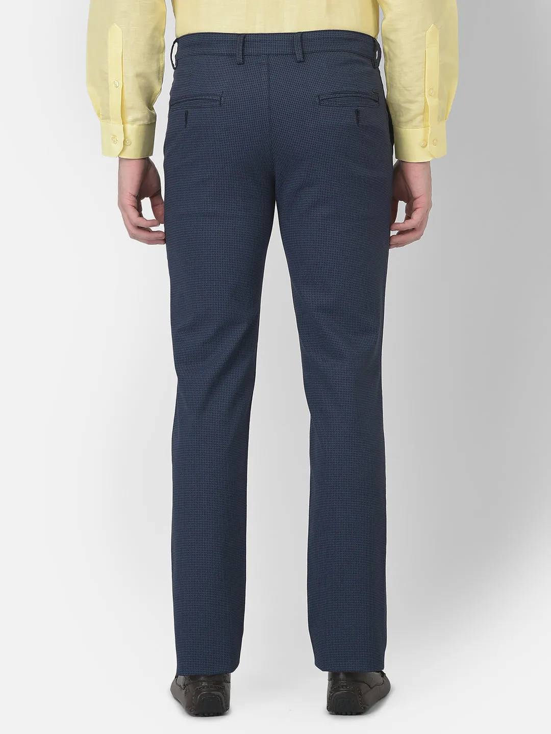 Navy Blue Ultra Slim Fit Checked Trouser