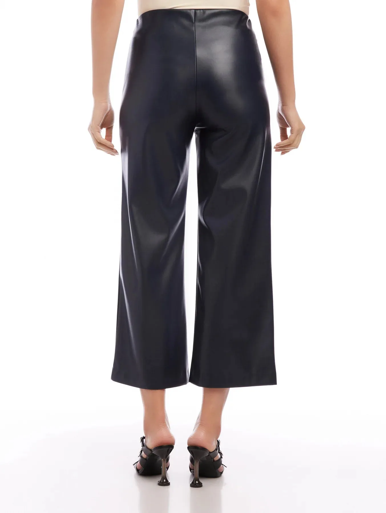 Navy Wide Leg Cropped Pants