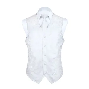 Paisley 3pc Suit Vest Set - WHITE