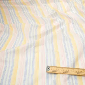 Printed Knits Design-197 Baby Pink, Blue and Yellow Stripes