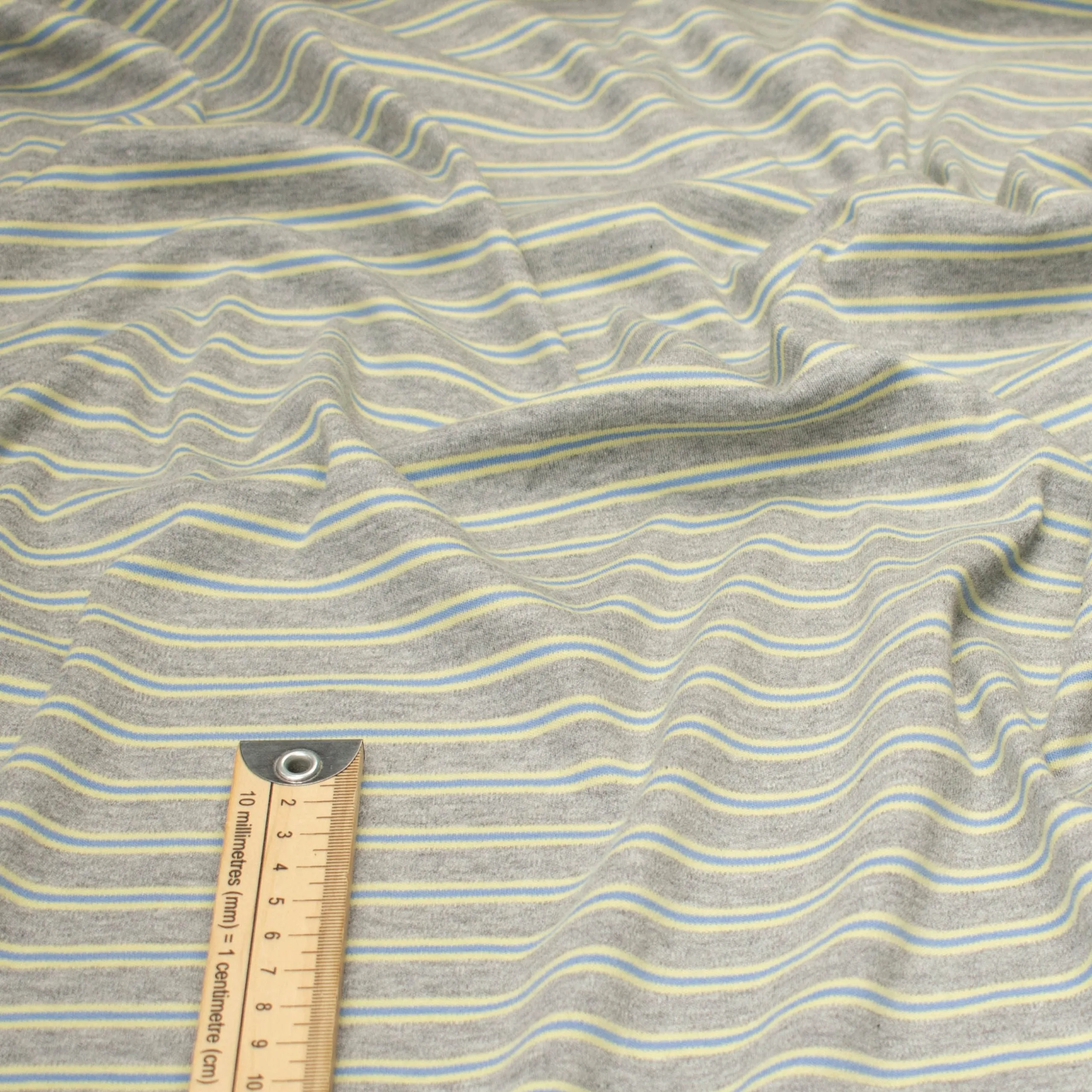 Printed Knits Design-33 Grey & Blue Stripes
