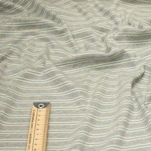 Printed Knits Design-33 Grey & Blue Stripes