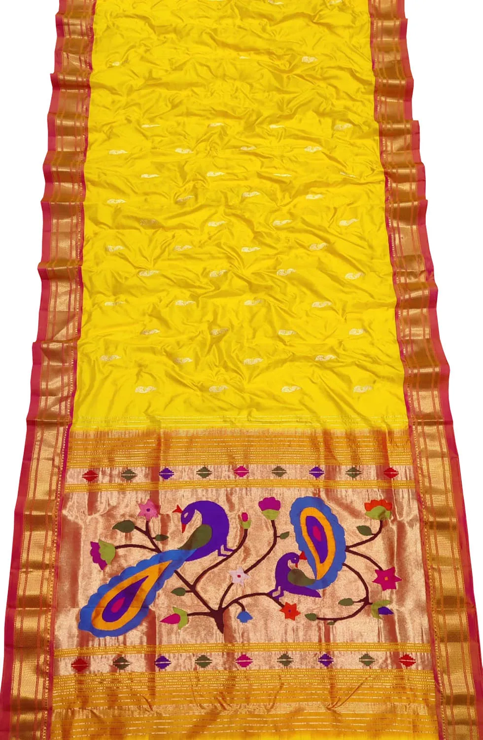 Pure Silk Yellow Paithani Handloom Saree: Traditional Elegance