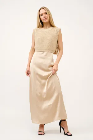 Satin Maxi Dress With Vest