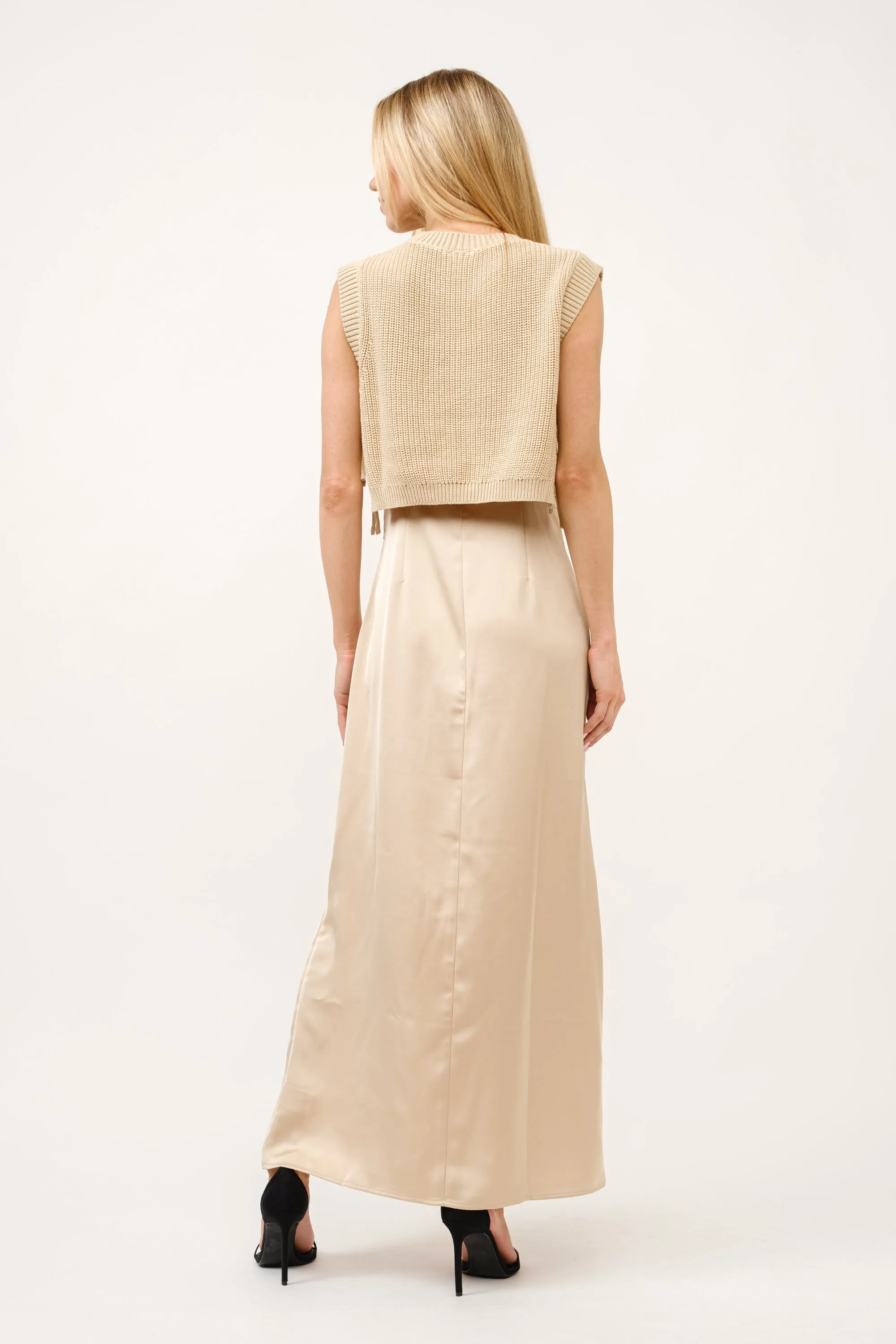 Satin Maxi Dress With Vest