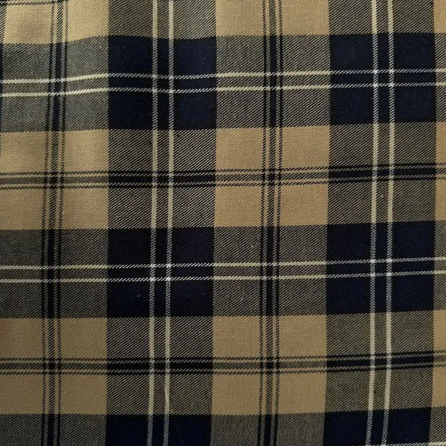 SEVENBERRY • Brushed Cotton Viyella Check Fabric • Beige & Navy • NEW